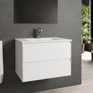 Eviva Bloom 28″ Matt White Bathroom Vanity with White Integrated Porcelain Sink Vanity Eviva